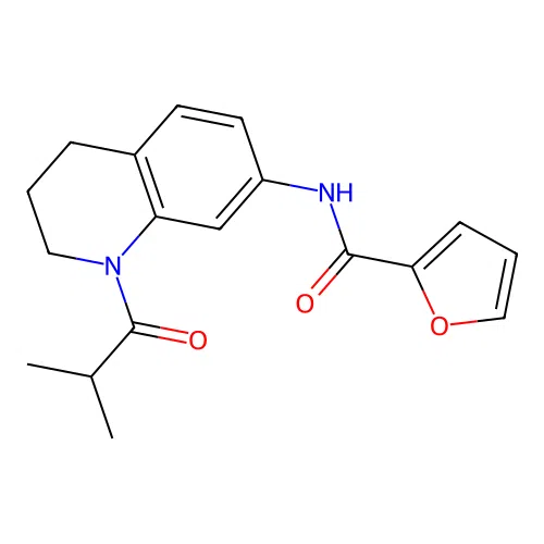 N-[1-(2-methylpropanoyl)-3,4-dihydro-2H-quinolin-7-yl]furan-2-carboxamide structure