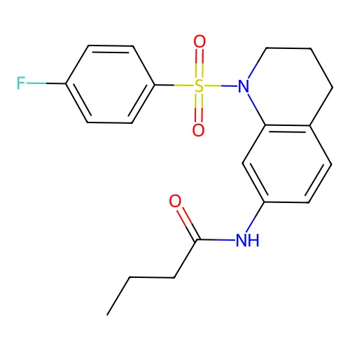 N-[1-(4-fluorophenyl)sulfonyl-3,4-dihydro-2H-quinolin-7-yl]butanamide structure