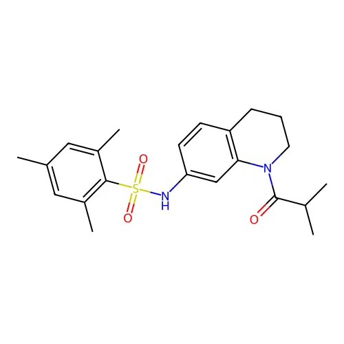 2,4,6-trimethyl-N-[1-(2-methylpropanoyl)-1,2,3,4-tetrahydroquinolin-7-yl]benzene-1-sulfonamide structure