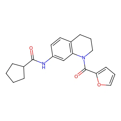 N-[1-(furan-2-carbonyl)-1,2,3,4-tetrahydroquinolin-7-yl]cyclopentanecarboxamide structure