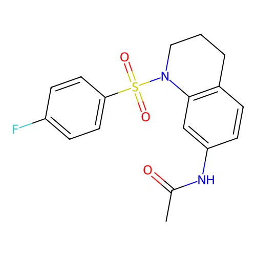 N-[1-(4-fluorophenyl)sulfonyl-3,4-dihydro-2H-quinolin-7-yl]acetamide structure