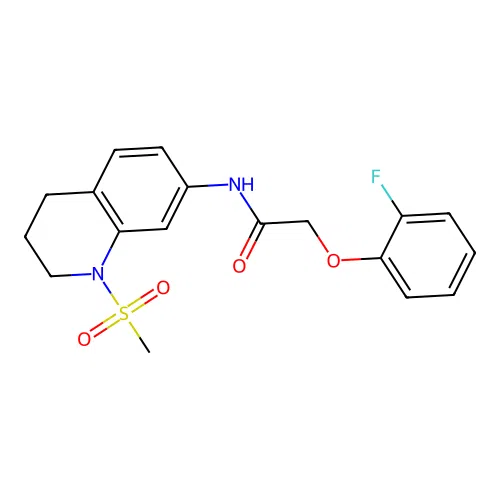 2-(2-fluorophenoxy)-N-(1-methylsulfonyl-3,4-dihydro-2H-quinolin-7-yl)acetamide structure