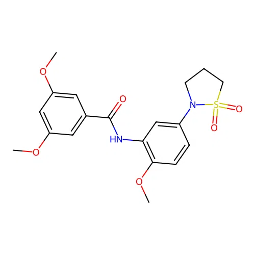 N-(5-(1,1-dioxidoisothiazolidin-2-yl)-2-methoxyphenyl)-3,5-dimethoxybenzamide structure