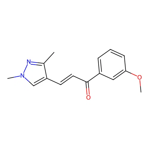 (E)-3-(1,3-dimethylpyrazol-4-yl)-1-(3-methoxyphenyl)prop-2-en-1-one structure