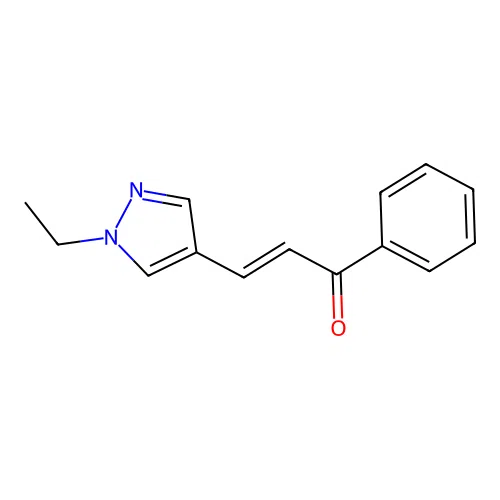 (2E)-3-(1-ethyl-1H-pyrazol-4-yl)-1-phenylprop-2-en-1-one structure