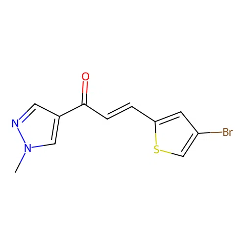 (E)-3-(4-bromothiophen-2-yl)-1-(1-methylpyrazol-4-yl)prop-2-en-1-one structure