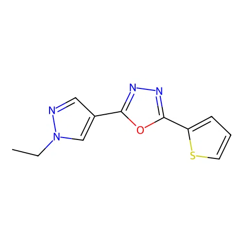 2-[5-(1-Ethylpyrazol-4-yl)-1,3,4-oxadiazol-2-yl]thiophene structure