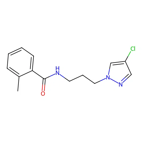 N-[3-(4-chloro-1H-pyrazol-1-yl)propyl]-2-methylbenzamide structure