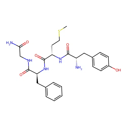 Tyrosyl-methionyl-phenylalanyl-glycinamide structure