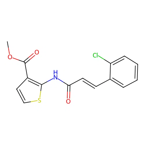 (E)-methyl 2-(3-(2-chlorophenyl)acrylamido)thiophene-3-carboxylate structure