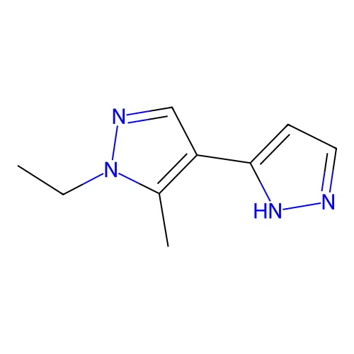 1'-ethyl-5'-methyl-1H,1'H-3,4'-bipyrazole structure