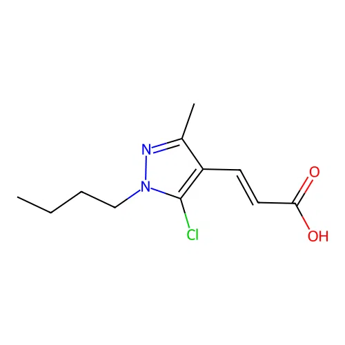 3-(1-butyl-5-chloro-3-methyl-1H-pyrazol-4-yl)prop-2-enoic acid structure