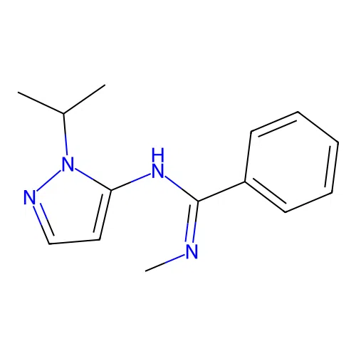 N-methyl-N'-[1-(propan-2-yl)-1H-pyrazol-5-yl]benzenecarboximidamide structure