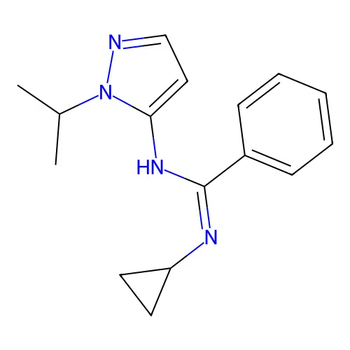 N-cyclopropyl-N'-[1-(propan-2-yl)-1H-pyrazol-5-yl]benzenecarboximidamide structure