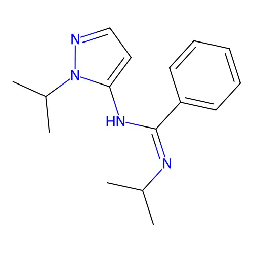 N-(propan-2-yl)-N'-[1-(propan-2-yl)-1H-pyrazol-5-yl]benzenecarboximidamide structure