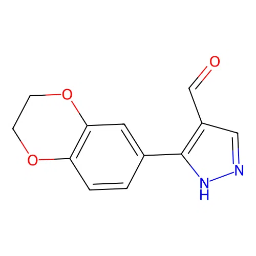 3-(2,3-dihydro-1,4-benzodioxin-6-yl)-1H-pyrazole-4-carbaldehyde structure