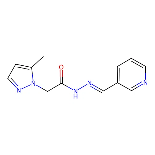 2-(5-methyl-1H-pyrazol-1-yl)-N'-[(E)-pyridin-3-ylmethylidene]acetohydrazide structure