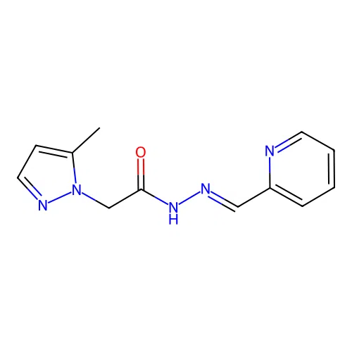 2-(5-methyl-1H-pyrazol-1-yl)-N'-[(E)-pyridin-2-ylmethylidene]acetohydrazide structure