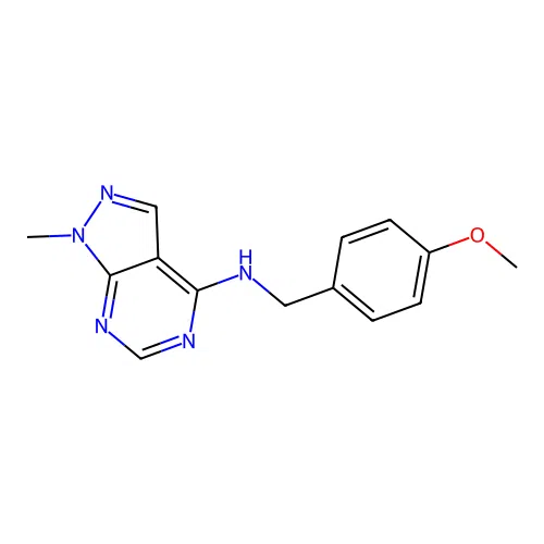 N-(4-methoxybenzyl)-1-methyl-1H-pyrazolo[3,4-d]pyrimidin-4-amine structure