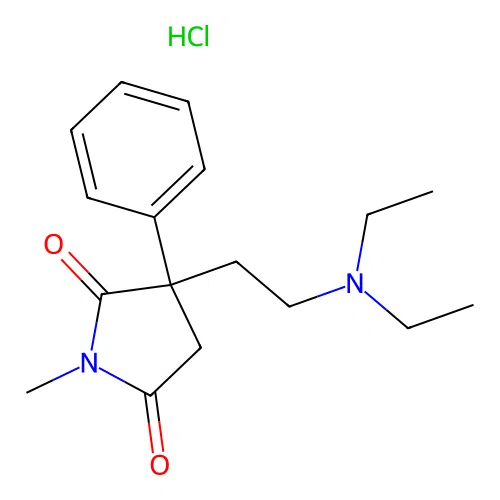 Succinimide, 2-(2-(diethylamino)ethyl)-N-methyl-2-phenyl-, hydrochloride, (+-)- structure