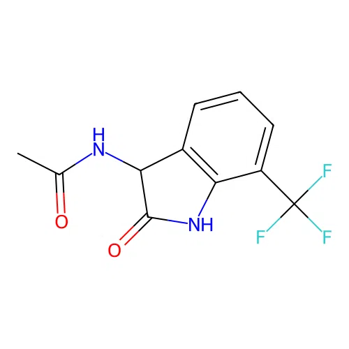 N-[2-oxo-7-(trifluoromethyl)-2,3-dihydro-1H-indol-3-yl]acetamide structure
