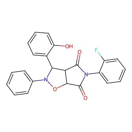 5-(2-fluorophenyl)-3-(2-hydroxyphenyl)-2-phenyl-3a,6a-dihydro-3H-pyrrolo[3,4-d][1,2]oxazole-4,6-dione structure