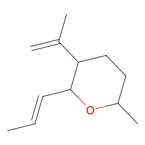 6-methyl-2-[(E)-prop-1-enyl]-3-prop-1-en-2-yloxane structure