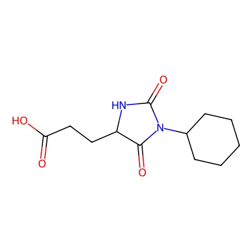 3-(1-Cyclohexyl-2,5-dioxoimidazolidin-4-yl)propanoic acid structure