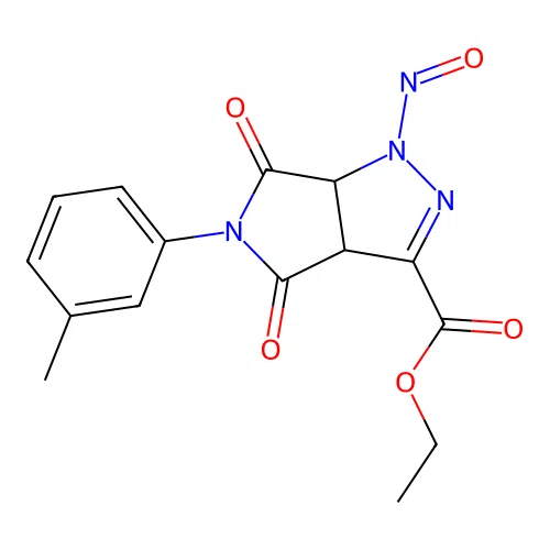ethyl 5-(3-methylphenyl)-1-nitroso-4,6-dioxo-1,3a,4,5,6,6a-hexahydropyrrolo[3,4-c]pyrazole-3-carboxylate structure
