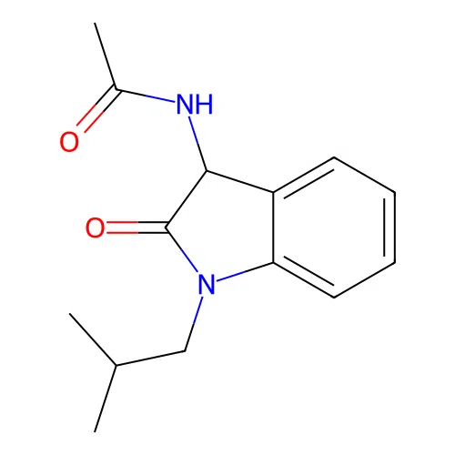 N-[1-(2-methylpropyl)-2-oxo-2,3-dihydro-1H-indol-3-yl]acetamide structure