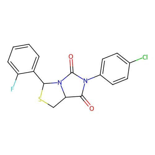 6-(4-chlorophenyl)-3-(2-fluorophenyl)-1H-imidazo[1,5-c][1,3]thiazole-5,7(6H,7aH)-dione structure