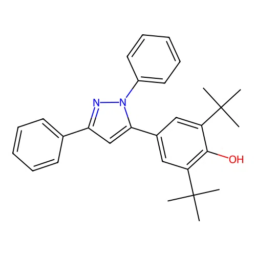 2,6-di-tert-butyl-4-(1,3-diphenyl-1H-pyrazol-5-yl)phenol structure