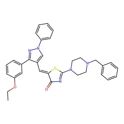 (Z)-2-(4-benzylpiperazin-1-yl)-5-((3-(3-ethoxyphenyl)-1-phenyl-1H-pyrazol-4-yl)methylene)thiazol-4(5H)-one structure