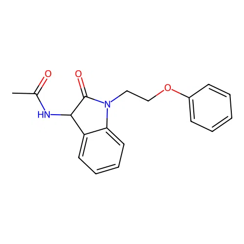 N-[2-oxo-1-(2-phenoxyethyl)-2,3-dihydro-1H-indol-3-yl]acetamide structure