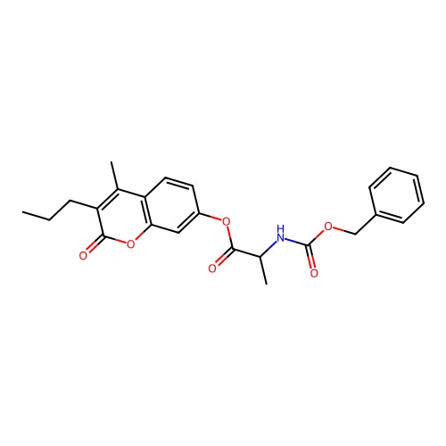4-methyl-2-oxo-3-propyl-2H-chromen-7-yl 2-(((benzyloxy)carbonyl)amino)propanoate structure