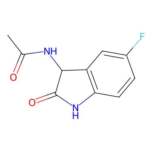 N-(5-fluoro-2-oxoindolin-3-yl)acetamide structure