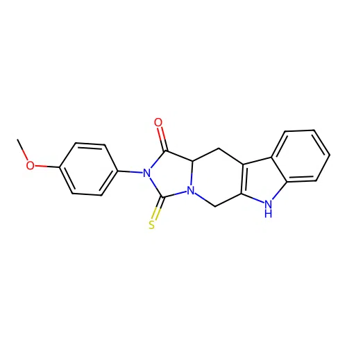 2-(4-methoxyphenyl)-3-thioxo-2,3,5,6,11,11a-hexahydro-1H-imidazo[1',5':1,6]pyrido[3,4-b]indol-1-one structure