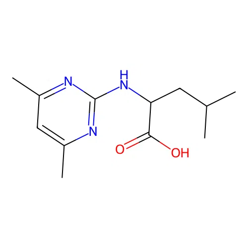 2-[(4,6-Dimethylpyrimidin-2-yl)amino]-4-methylpentanoic acid structure