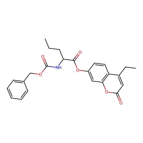 4-ethyl-2-oxo-2H-chromen-7-yl 2-(((benzyloxy)carbonyl)amino)pentanoate structure