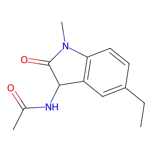 N-(5-ethyl-1-methyl-2-oxo-2,3-dihydro-1H-indol-3-yl)acetamide structure