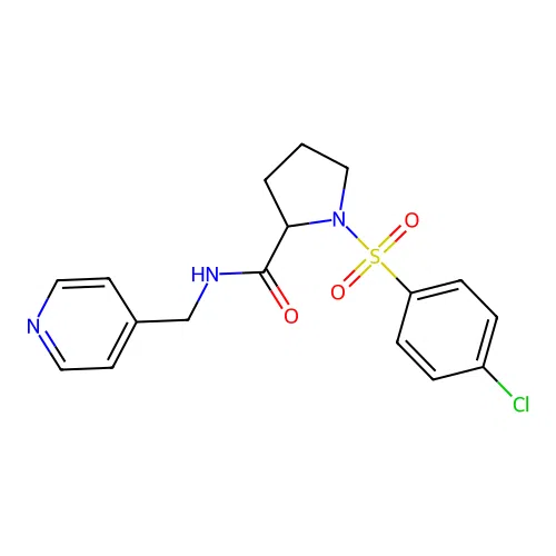 1-(4-chlorophenyl)sulfonyl-N-(pyridin-4-ylmethyl)pyrrolidine-2-carboxamide structure