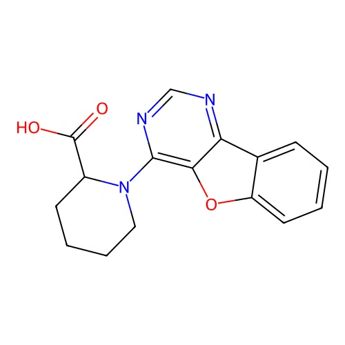 1-([1]Benzofuro[3,2-d]pyrimidin-4-yl)piperidine-2-carboxylic acid structure