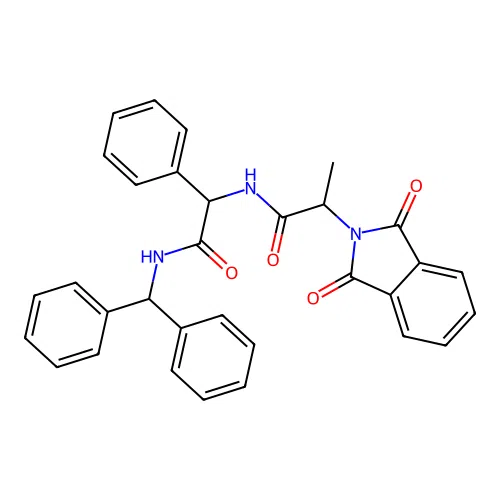 N-[2-(benzhydrylamino)-2-oxo-1-phenylethyl]-2-(1,3-dioxoisoindol-2-yl)propanamide structure