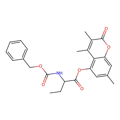 3,4,7-trimethyl-2-oxo-2H-chromen-5-yl 2-(((benzyloxy)carbonyl)amino)butanoate structure