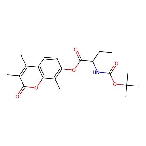 3,4,8-trimethyl-2-oxo-2H-chromen-7-yl 2-((tert-butoxycarbonyl)amino)butanoate structure