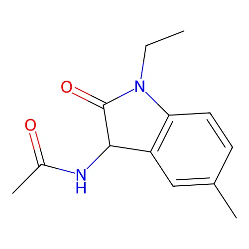 N-(1-ethyl-5-methyl-2-oxo-2,3-dihydro-1H-indol-3-yl)acetamide structure