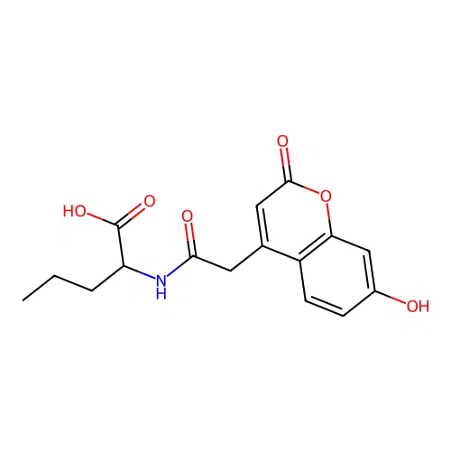 2-(2-(7-hydroxy-2-oxo-2H-chromen-4-yl)acetamido)pentanoic acid structure