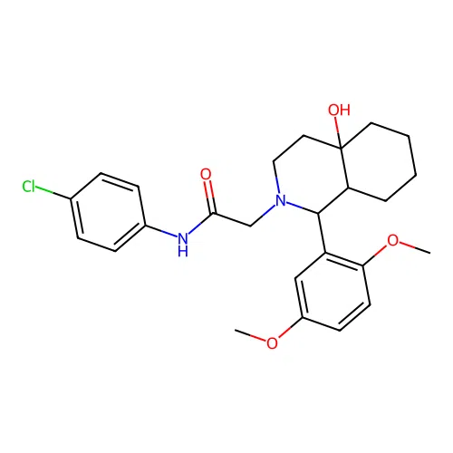 N-(4-chlorophenyl)-2-(1-(2,5-dimethoxyphenyl)-4a-hydroxyoctahydroisoquinolin-2(1H)-yl)acetamide structure
