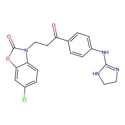 2(3H)-Benzoxazolone, 6-chloro-3-[3-[4-[(4,5-dihydro-1H-imidazol-2-yl)amino]phenyl]-3-oxopropyl]- structure