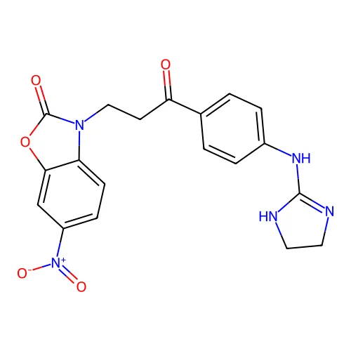 2(3H)-Benzoxazolone, 6-chloro-3-[3-[4-[(4,5-dihydro-1H-imidazol-2-yl)amino]phenyl]-3-oxopropyl]- structure